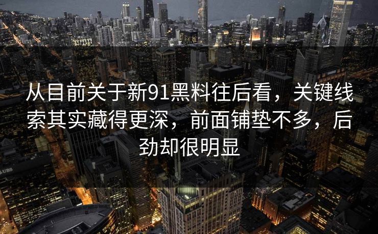 从目前关于新91黑料往后看，关键线索其实藏得更深，前面铺垫不多，后劲却很明显  第1张