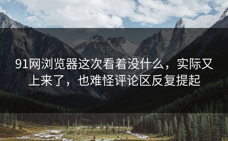 91网浏览器这次看着没什么，实际又上来了，也难怪评论区反复提起  第1张