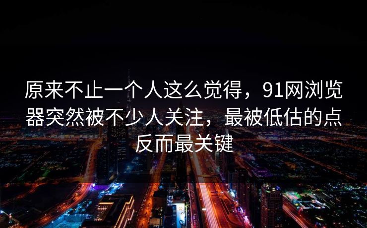 原来不止一个人这么觉得，91网浏览器突然被不少人关注，最被低估的点反而最关键  第1张
