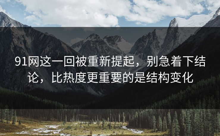 91网这一回被重新提起，别急着下结论，比热度更重要的是结构变化  第1张