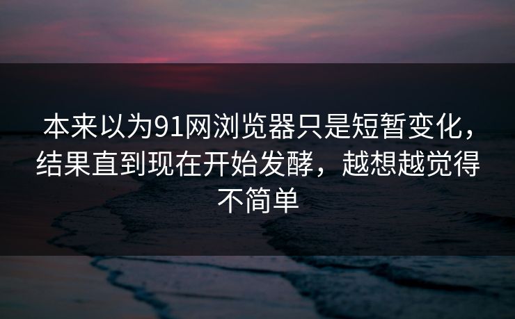 本来以为91网浏览器只是短暂变化，结果直到现在开始发酵，越想越觉得不简单  第1张